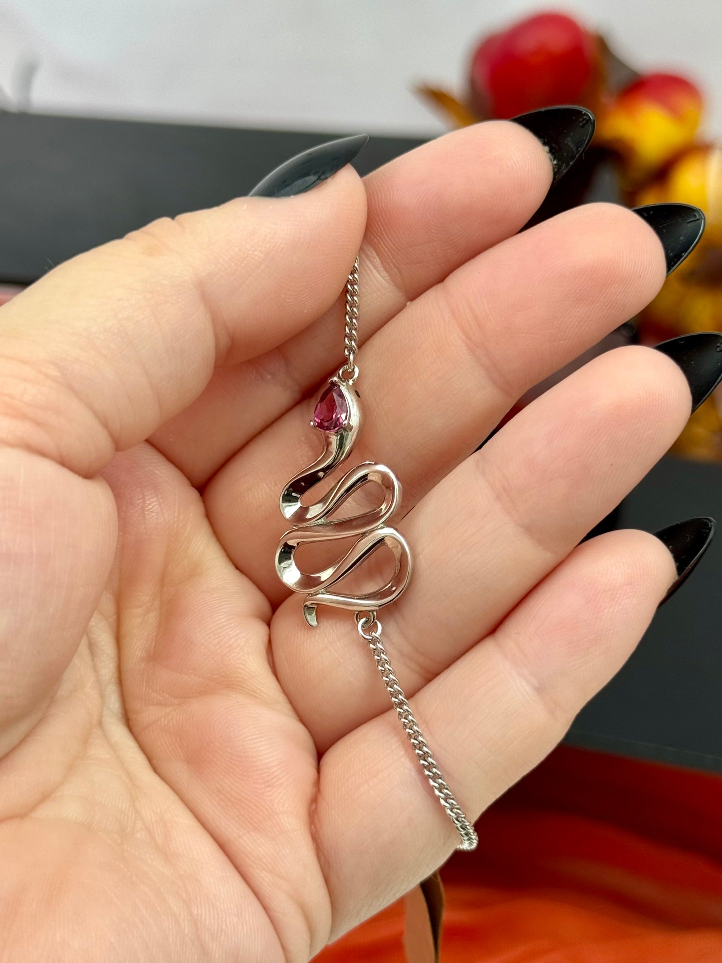 S925 Purple Garnet Snake Bracelet