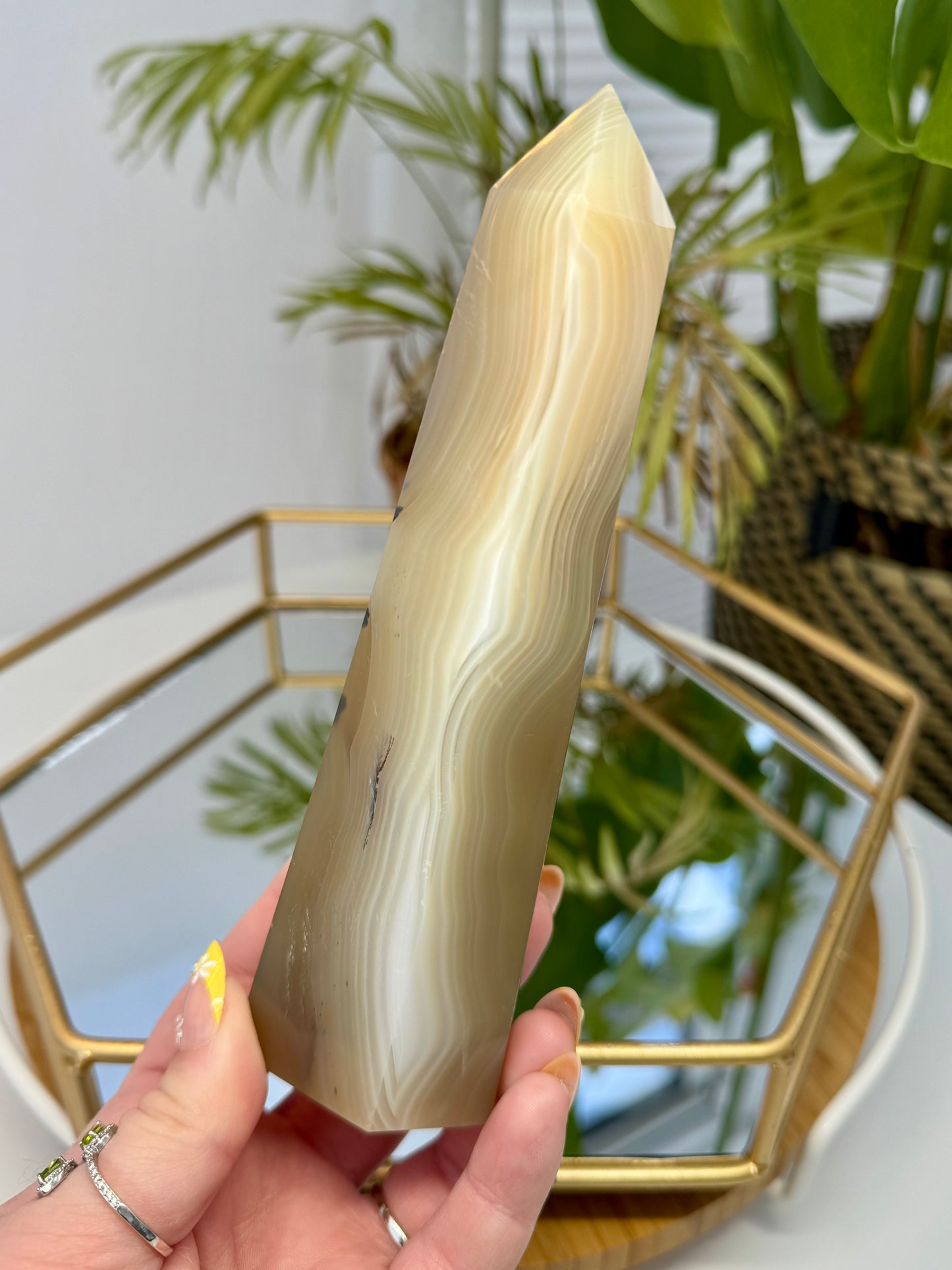 Banded Agate with Dendritic Tower