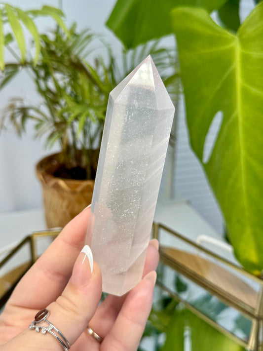 Girasol Quartz with Mica Tower