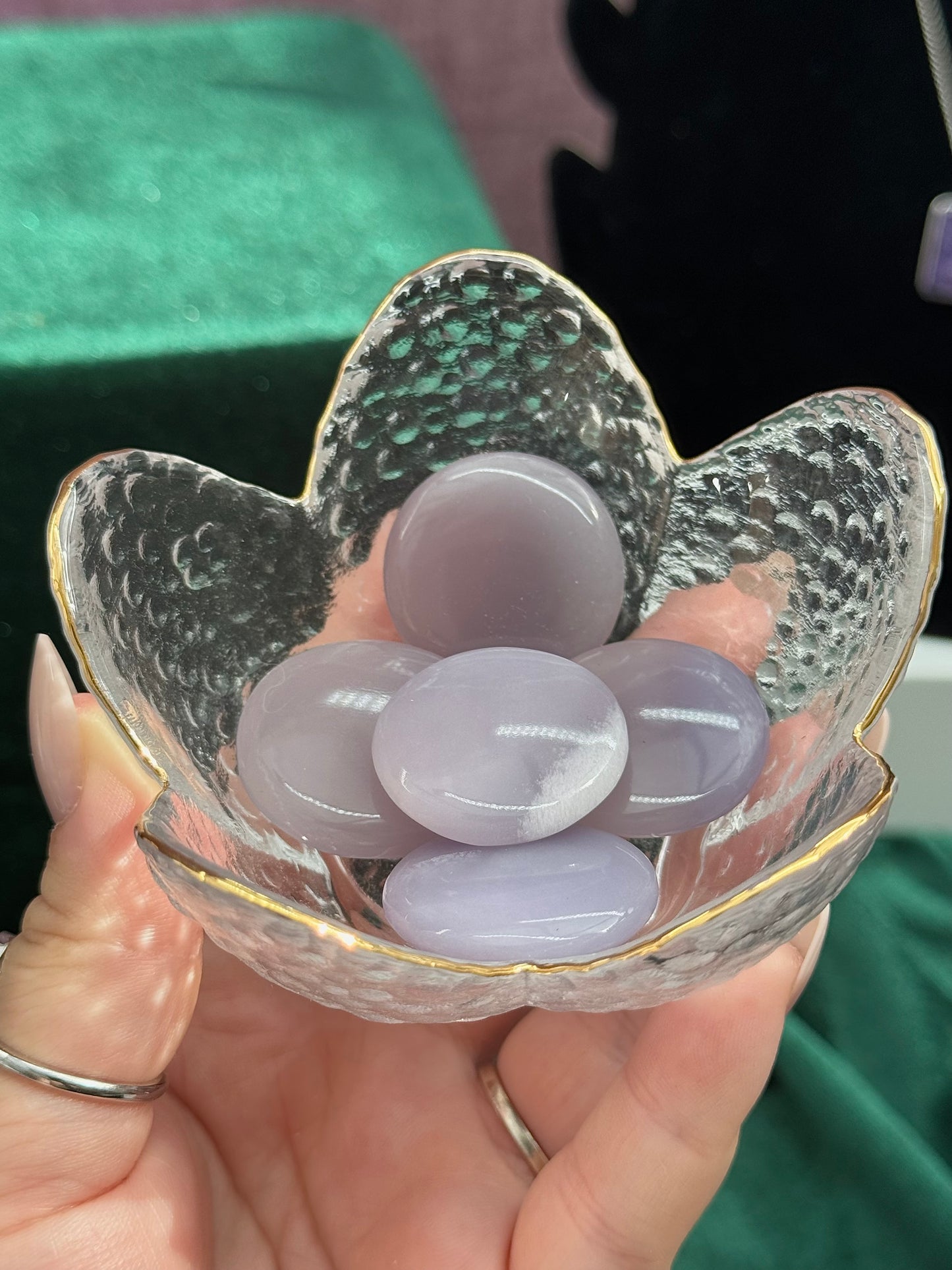 Mexican Lavender Fluorite Flat Palms
