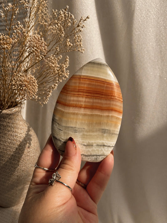 Orange Banded Calcite Teardrop Freeform’s