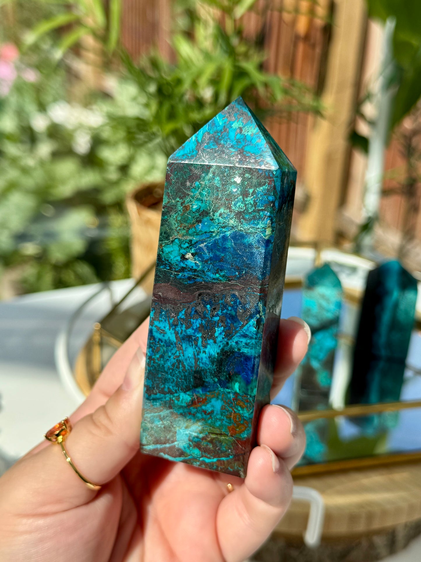 Chrysocolla Tower with Hematite