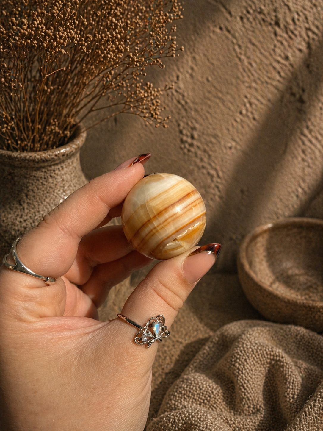 Orange Banded Calcite Spheres