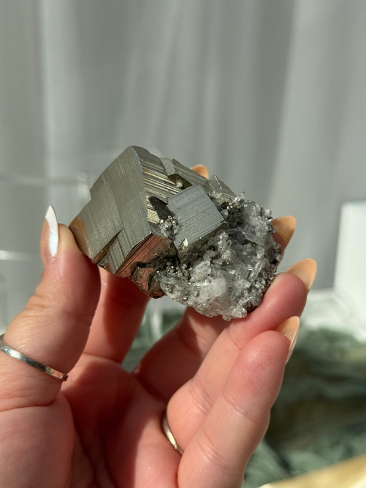 Cubic Pyrite & Quartz Clusters