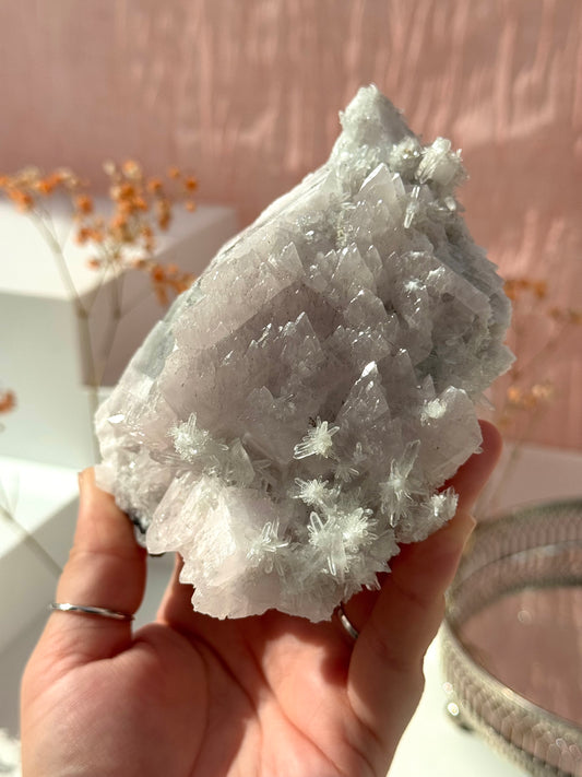 Mangano Calcite, Needle Quartz & Pyrite Specimens