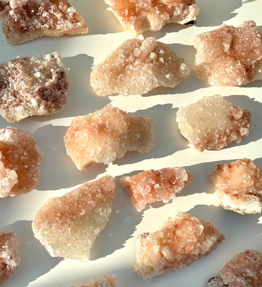 Peachy Pink Apophyllite Specimens from India