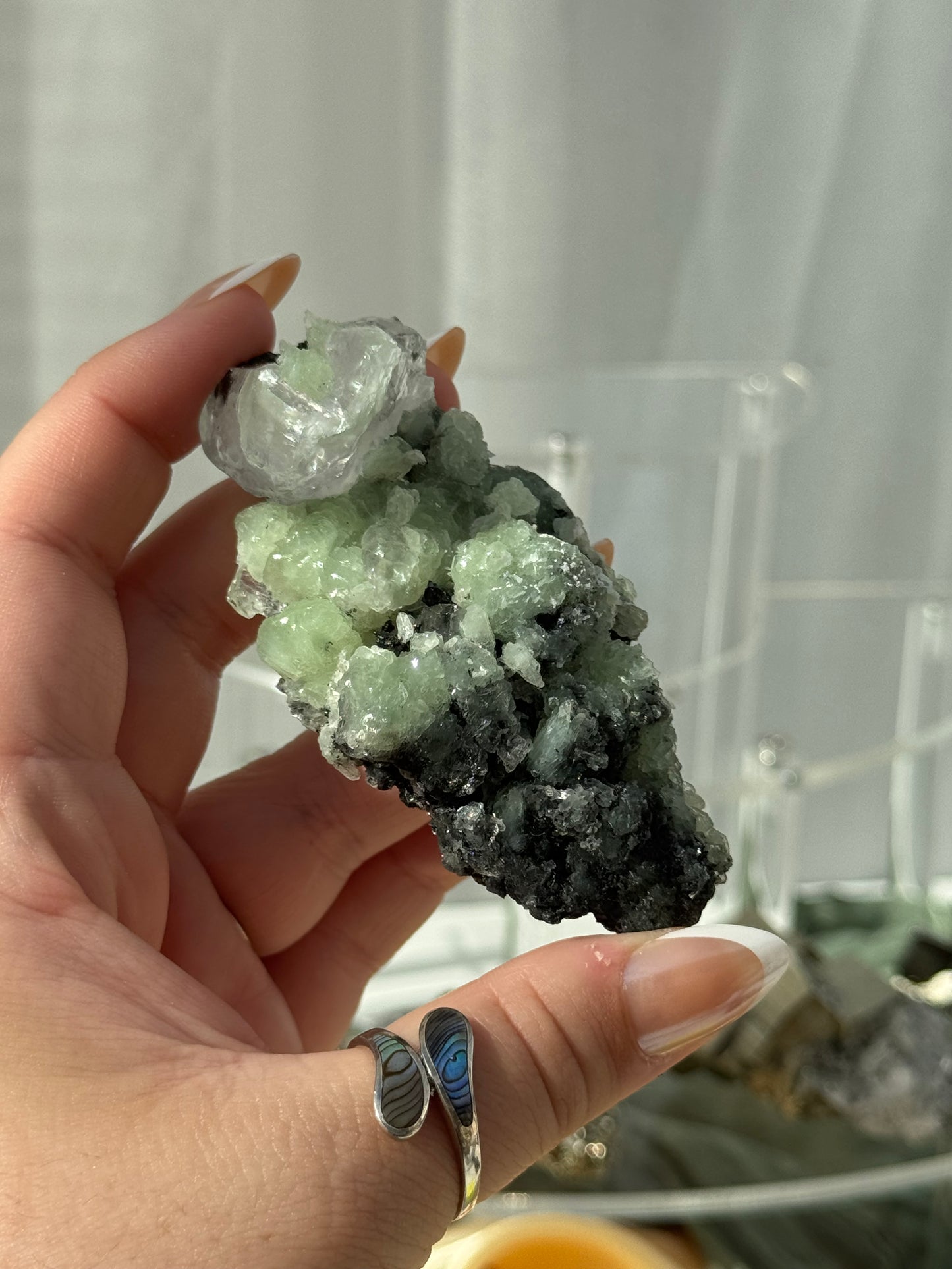 Prehnite with Calcite & Actinolite Specimen