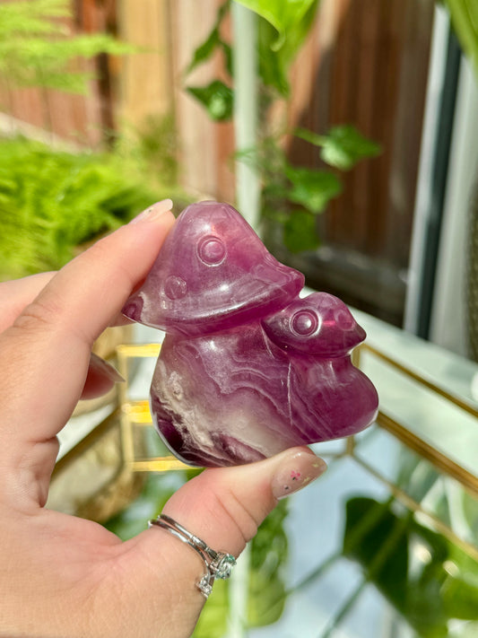 Pink Fluorite Double Mushrooms