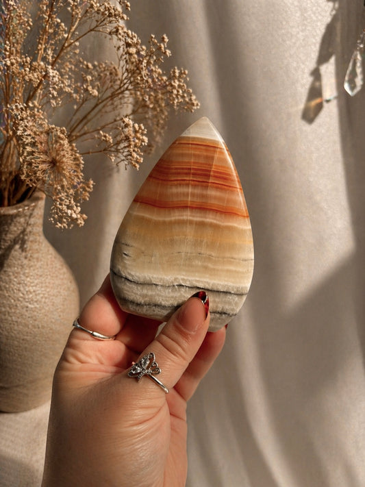Orange Banded Calcite Teardrop Freeform’s