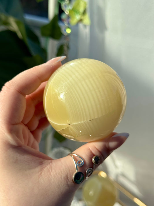 Yellow Fingerprint Calcite Spheres
