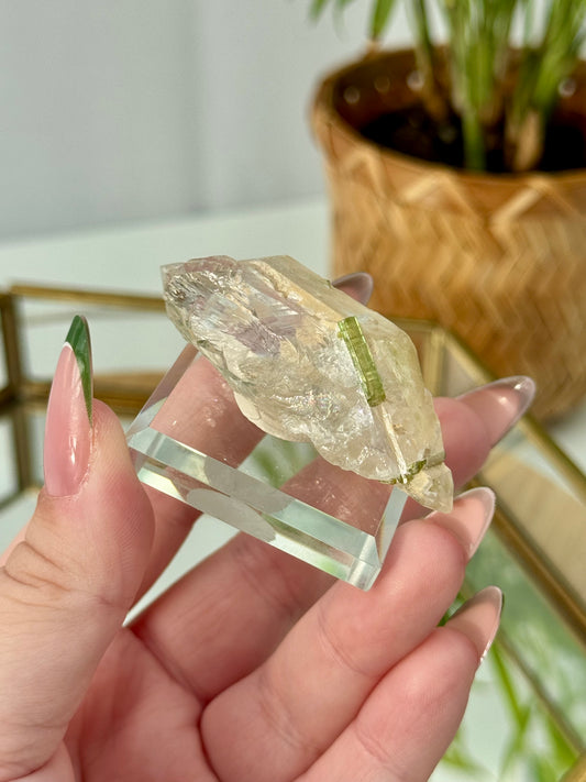 Green Tourmaline in Quartz