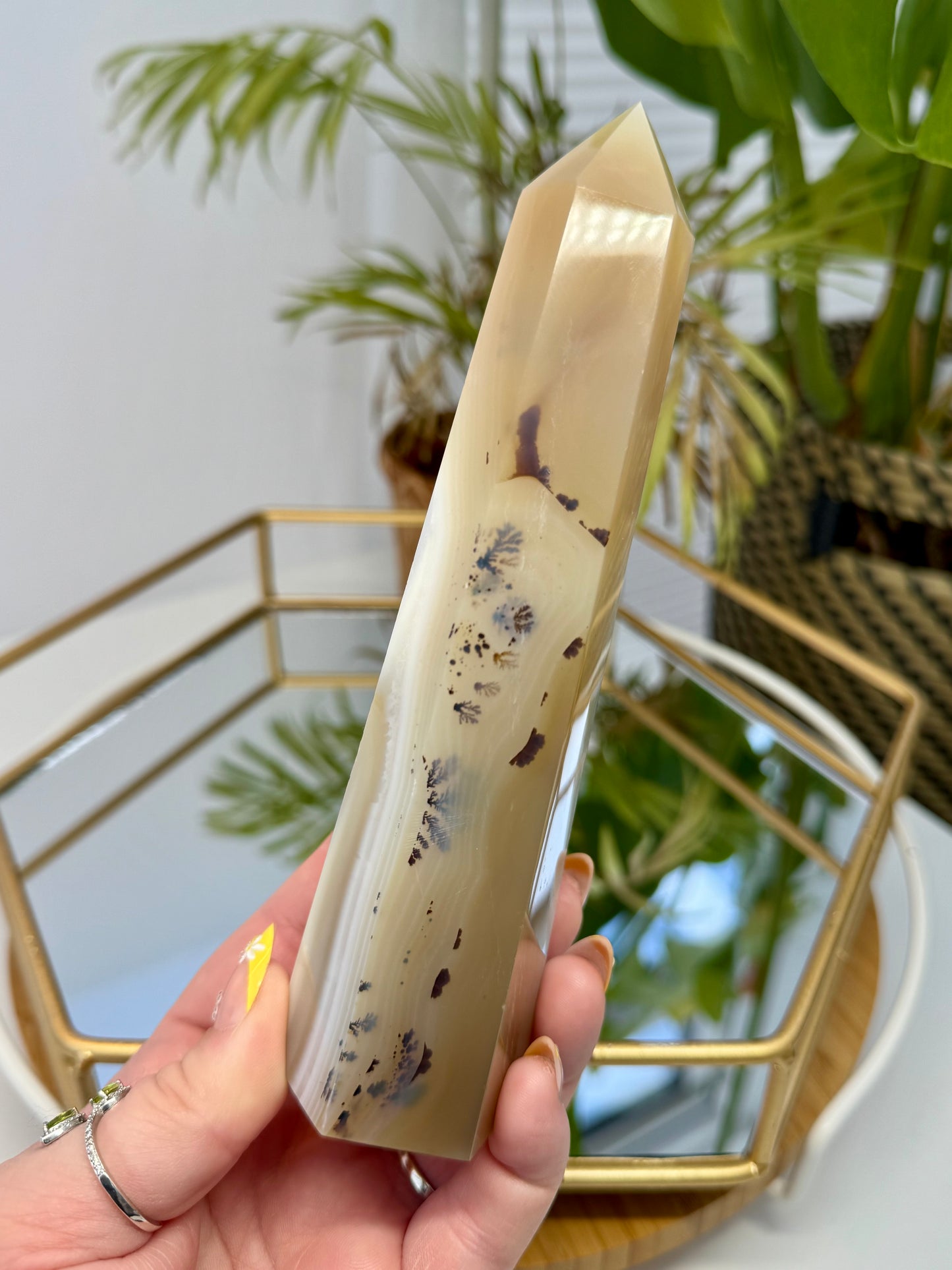 Banded Agate with Dendritic Tower