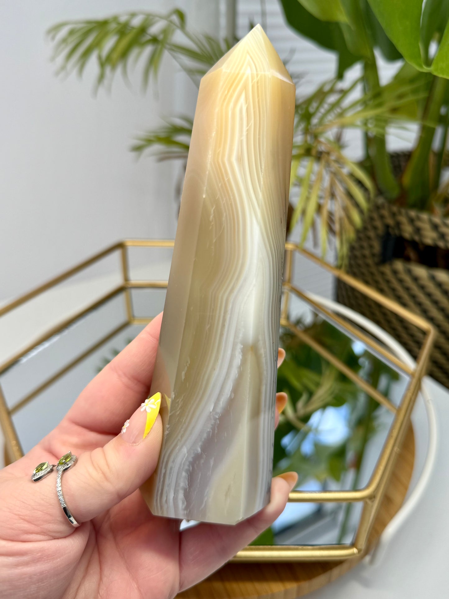 Banded Agate with Dendritic Tower