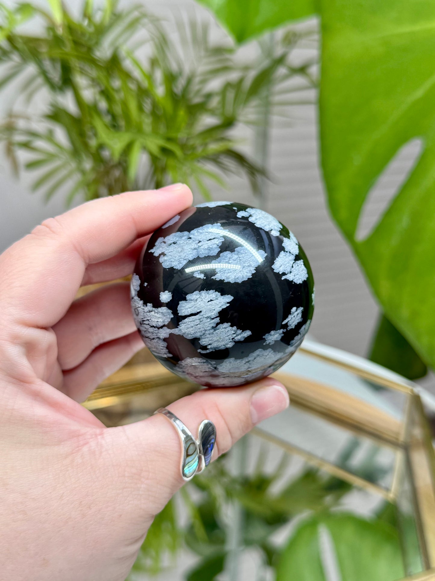 Snowflake Obsidian Sphere