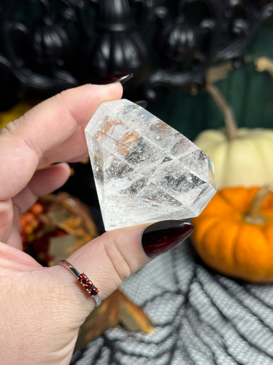 Black Tourmaline in Quartz Diamond