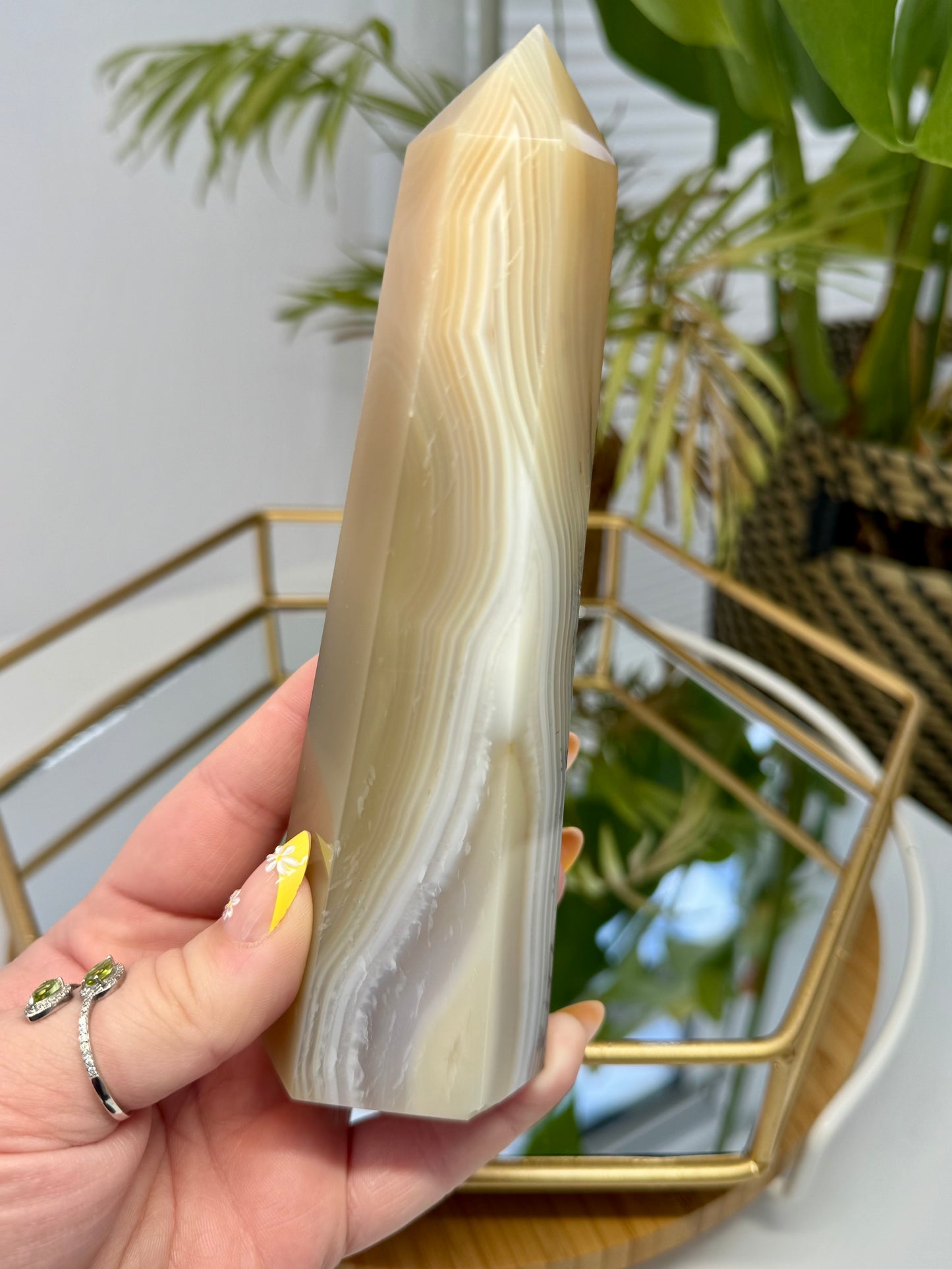 Banded Agate with Dendritic Tower