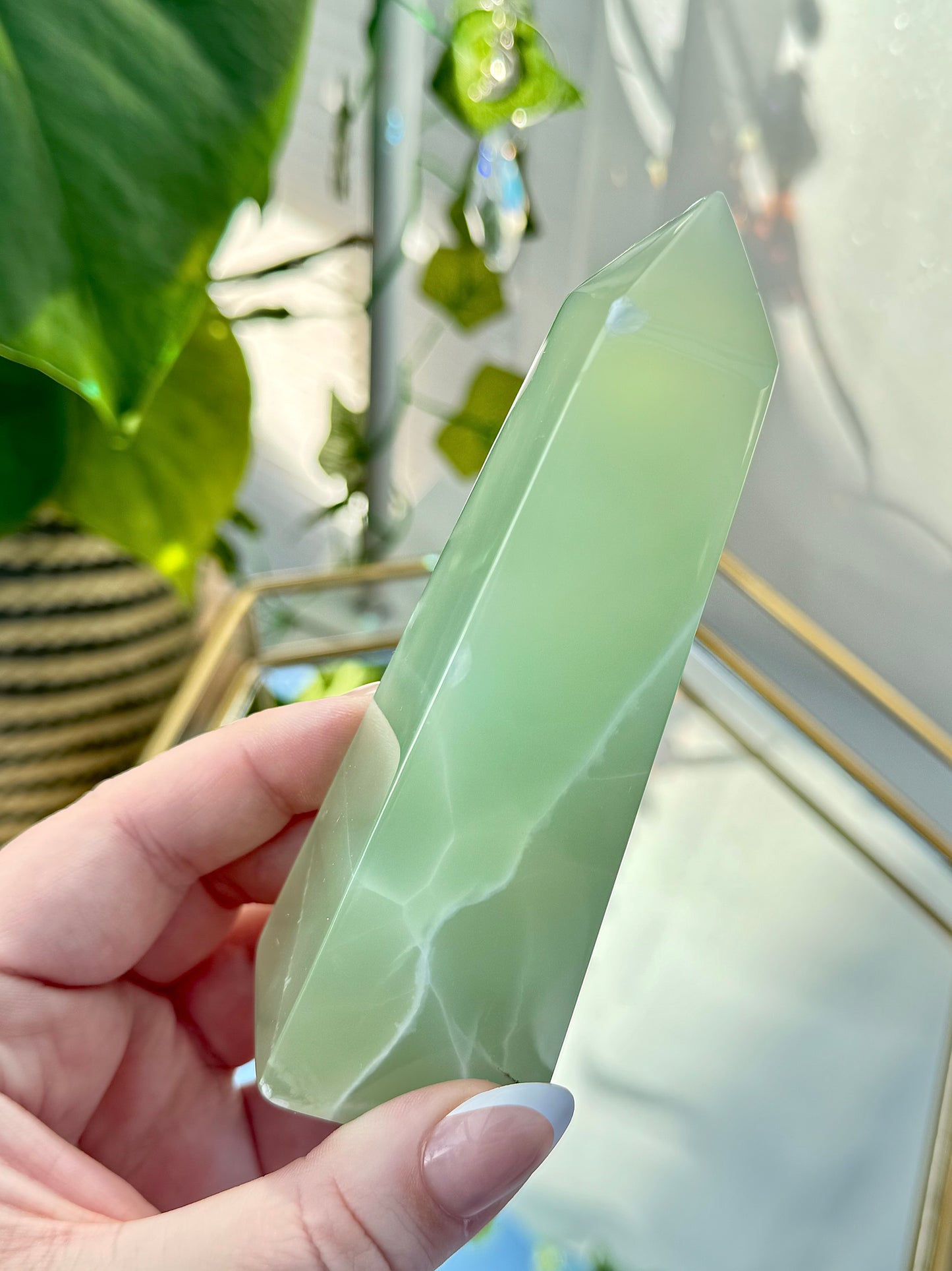 Green Fingerprint Calcite Tower