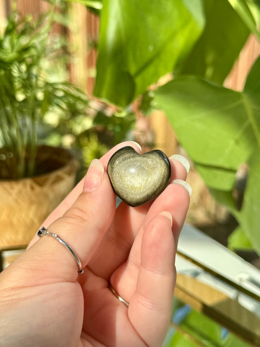 Gold Sheen Obsidian Mini Hearts