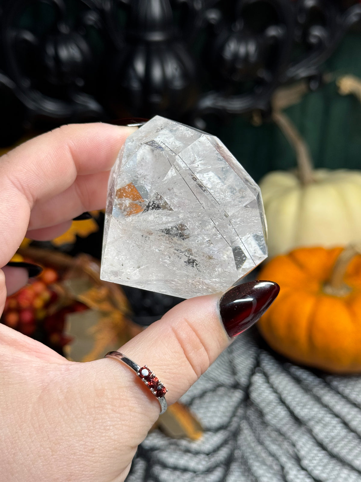 Black Tourmaline in Quartz Diamond
