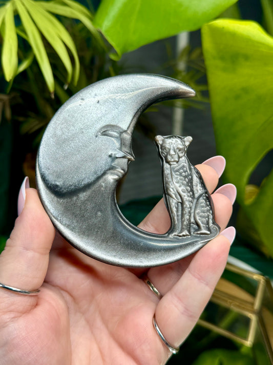 Silver Sheen Obsidian Moonface & Cheetah
