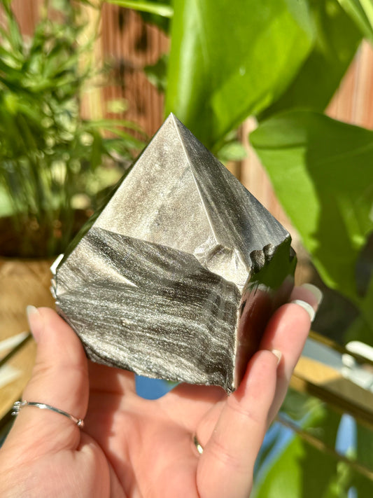 Silver Sheen Obsidian Half Polished Points