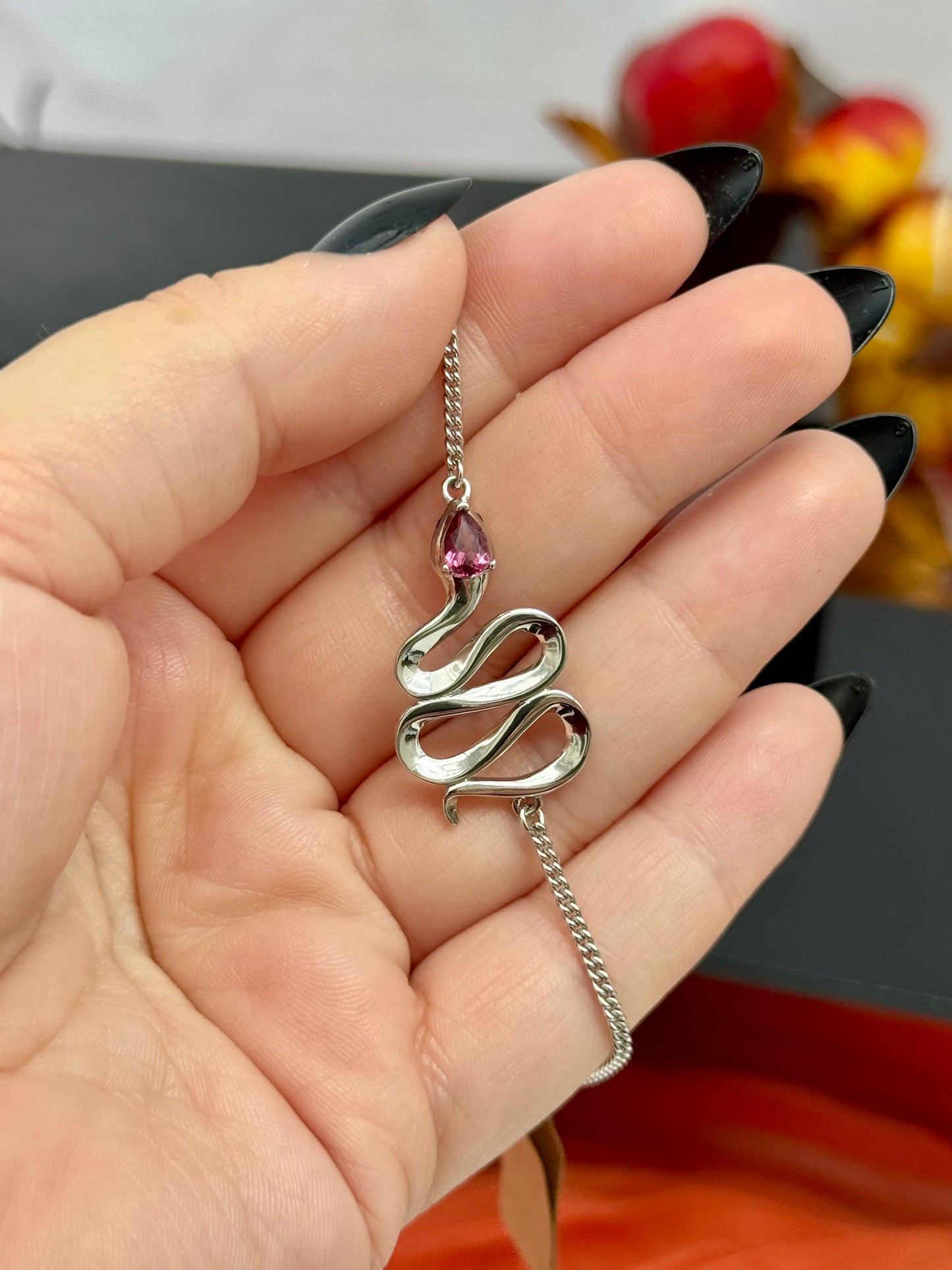 S925 Purple Garnet Snake Bracelet