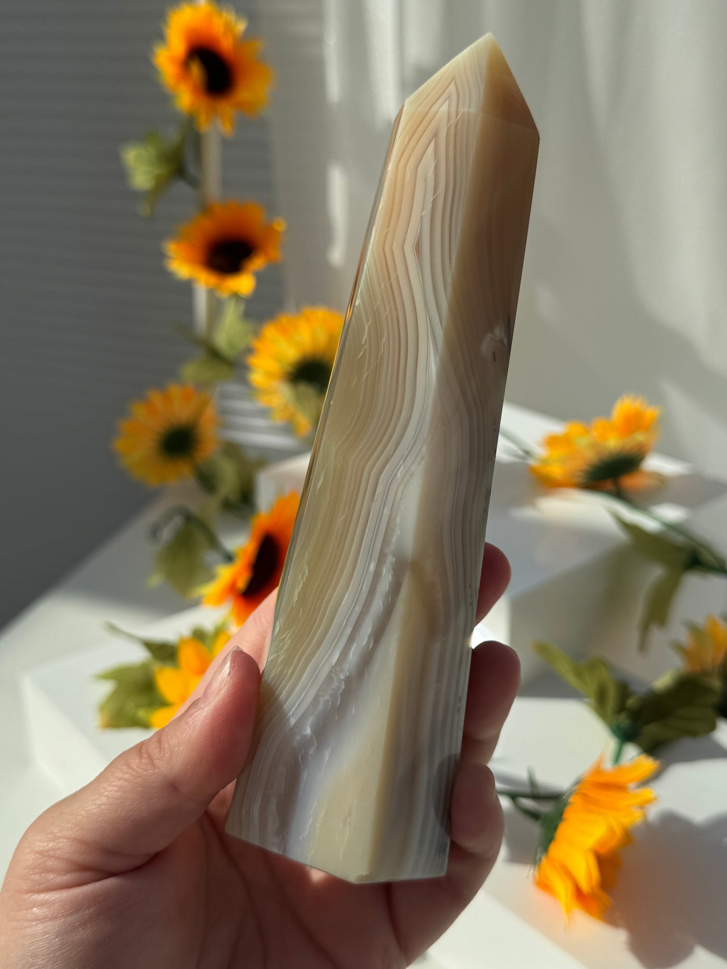 Banded Agate with Dendritic Tower