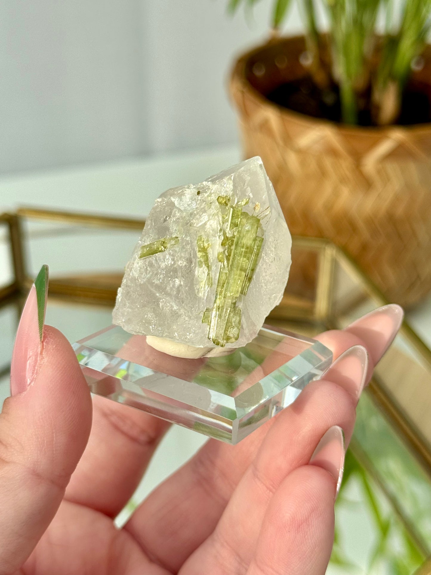Green Tourmaline in Quartz