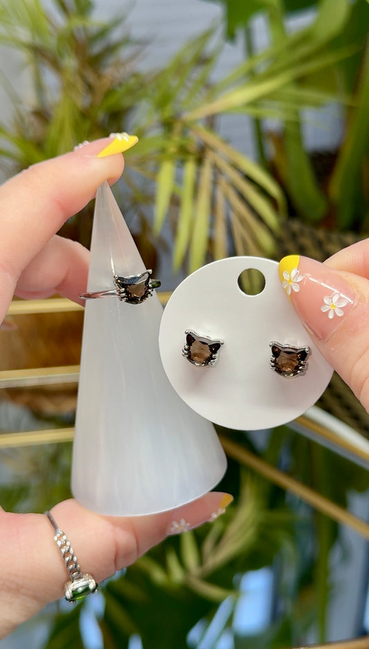 Smokey Quartz Cat Set