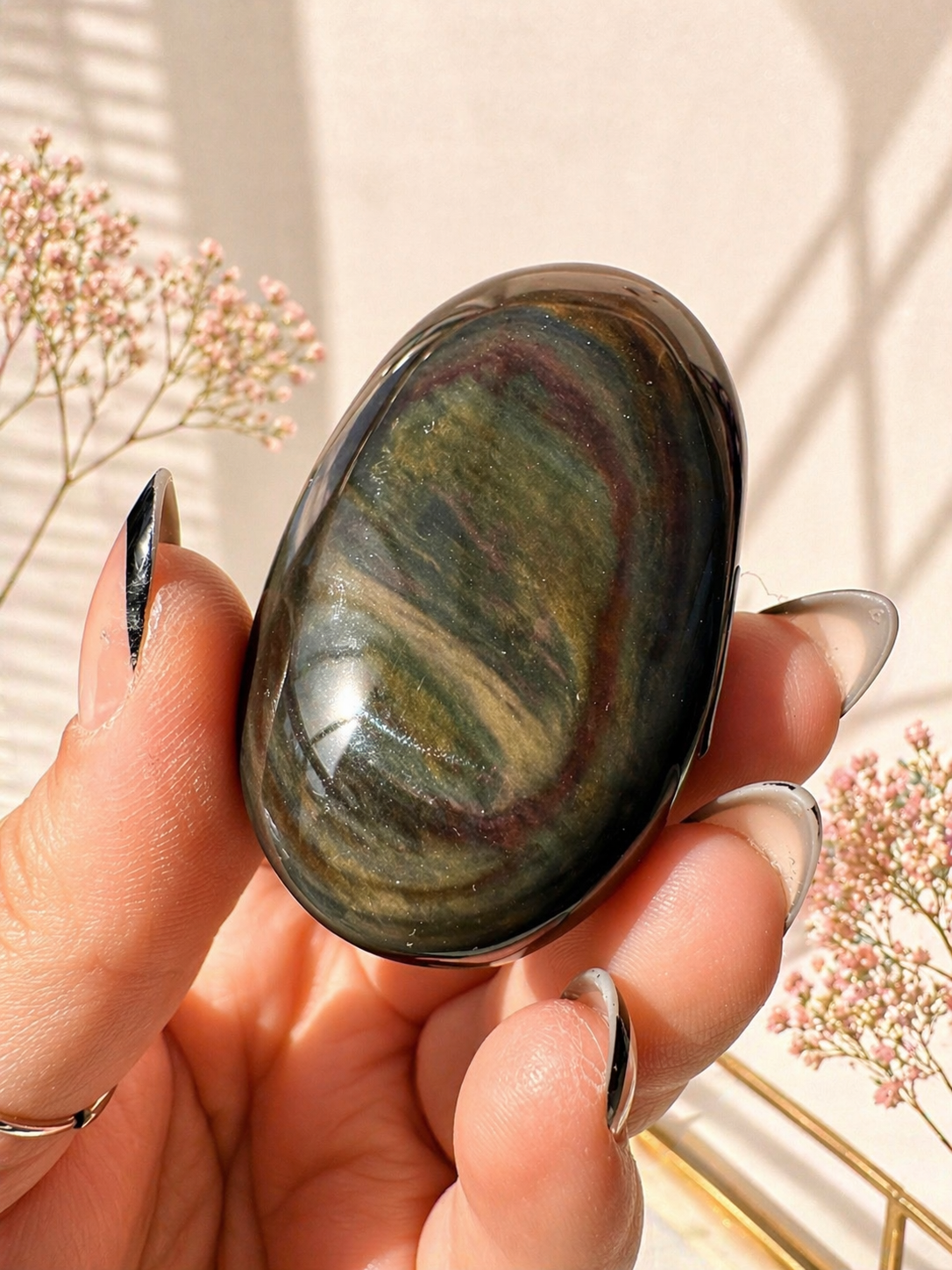 Rainbow Sheen Obsidian Palms