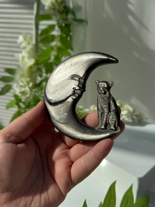 Silver Sheen Obsidian Moonface & Cheetah